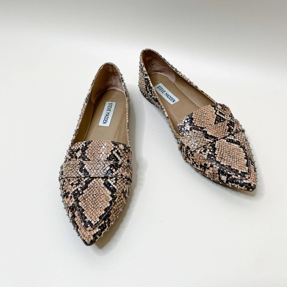 Steve Madden Shoes - STEVE MADDEN jainna snakeskin studded slip on loafer flats 8